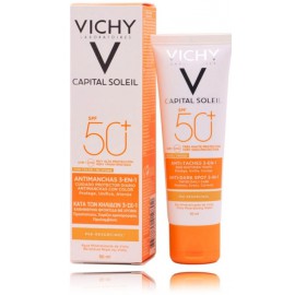 Vichy Capital Soleil Anti-Dark Spot 3-In-1 Tinted SPF50+ apsauginė veido priemonė nuo saulės su atspalviu