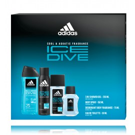 Adidas Ice Dive rinkinys vyrams (50 ml. EDT + 250 ml. dušo gelis + 150 ml. dezodorantas + 75 ml. aromatizuotas dezodorantas)