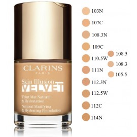 Clarins Skin Illusion Velvet Natural Matifying & Hydrating Foundation makiažo pagrindas