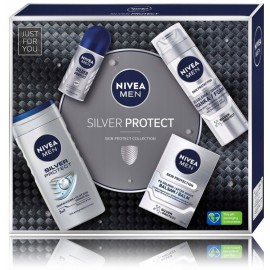 Nivea Men Silver Protect rinkinys vyrams (rutulinis antiperspirantas + skutimosi putos + dušo želė/balzamas po skutimosi)