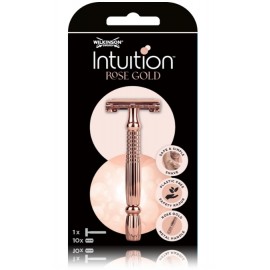 Wilkinson Sword Intuition Double Edge Rose Gold Razor skustuvas moterims + 10 vnt. skutimosi peiliukų