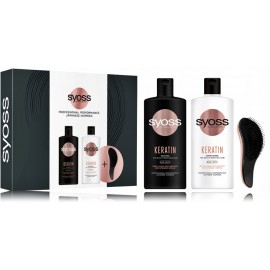 SYOSS Keratin rinkinys (kondicionierius 440 ml. + šampūnas 440 ml. + šukos)