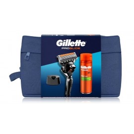 Gillette Fusion Proglide rinkinys vyrams (skustuvas + keičiama skustuvo galvutė + skustuvo laikiklis + 200 ml. skutimosi gelis + kosmetinė)