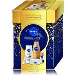 Nivea Golden Moment rinkinys moterims (dušo gelis+kūno losjonas+rutulinis antiperspirantas+lūpų balzamas+kosmetinė galvos juosta)