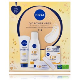 Nivea Q10 Power Vibes rinkinys moterims (valomasis pienelis 200 ml. + rankų kremas 100 ml. + veido kremas 50 ml.)