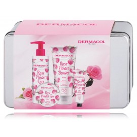 Dermacol Flower Care Rose rinkinys kūno priežiūrai (250 ml. rankų muilas + 30 ml. rankų kremas + 200 ml. dušo kremas + 75 ml. kūno sviestas)