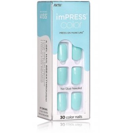 KISS imPRESS color Press-On Manicure Short Mint To Be priklijuojami dirbtiniai nagai