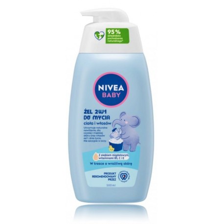 Nivea Baby 2in1 kūno ir plaukų prausiklis su migdolų aliejumi