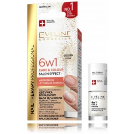 Eveline Nail Therapy 6in1 Care & Colour Golden Glow nagų kondicionierius su spalva