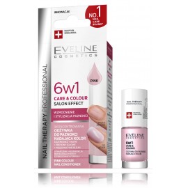 Eveline Nail Therapy 6in1 Care & Colour Pink nagų kondicionierius su spalva