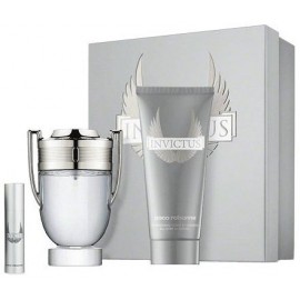 Paco Rabanne Invictus rinkinys vyrams (100 ml. EDT + 10 ml. EDT + 100 ml. dušo gelis)