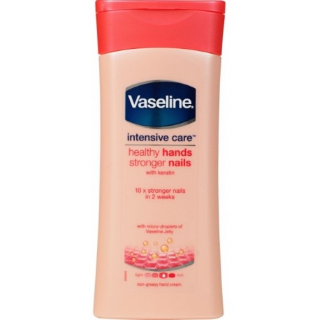 Vaseline Intensive Care Healthy Hands Stronger Nails rankų ir nagų losjonas su keratinu 200 ml.