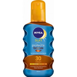 Nivea Sun Protect & Bronze purškiamas aliejus nuo saulės su SPF30 200 ml.