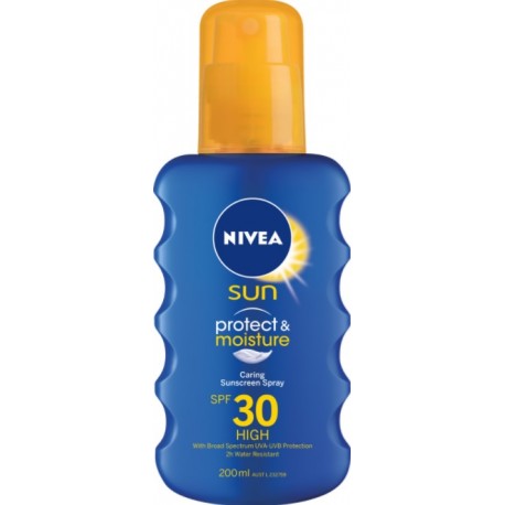 Nivea Sun Protect & Moisture drėkinamasis purškiklis nuo saulės su SPF30 200 ml.