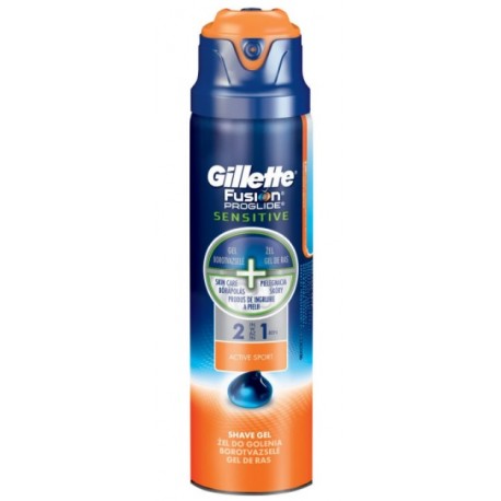 Gillette Fusion Proglide Sensitive Gel Active Sport 2in1 skutimosi želė vyrams 170 ml.