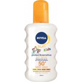 Nivea Sun Kids Protect & Sensitive purškiklis jautriai vaikų odai nuo saulės su SPF50+ 200 ml.