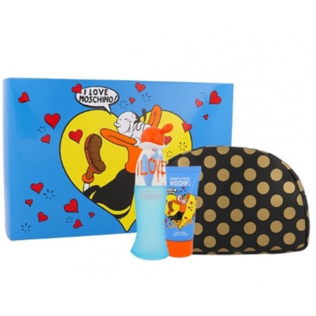 Moschino I Love Love rinkinys moterims (50 ml. EDT + 50 ml. kūno losjonas + kosmetinė)