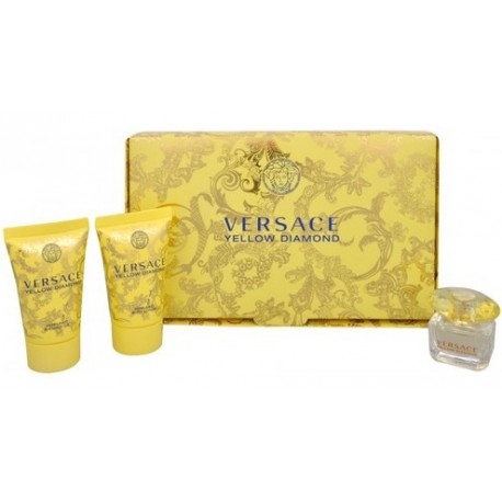 Versace Yellow Diamond mini rinkinys moterims (5 ml .EDT + 25 ml. kūno losjonas + 25 ml. dušo gelis)