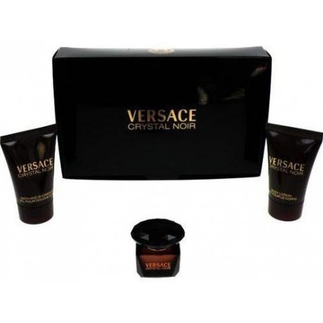 Versace Crystal Noir mini rinkinys moterims (5 ml. EDT + 25 ml. kūno losjonas + 25 ml. dušo gelis)