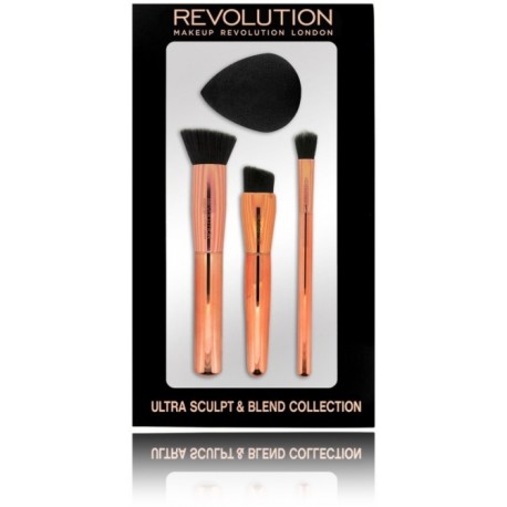 Makeup Revolution Ultra Sculpt & Blend Collection šepetėlių rinkinys + makiažo kempinėlė