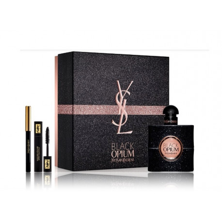 Yves Saint Laurent Black Opium rinkinys moterims (50 ml. EDP + 2 ml. Yves Saint Laurent blakstienų tušas + 0,8 g. akių pieštukas)