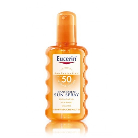 Eucerin Sun Spray Transparent kūno purškiklis apsaugantis nuo saulės su SPF 50 200 ml.