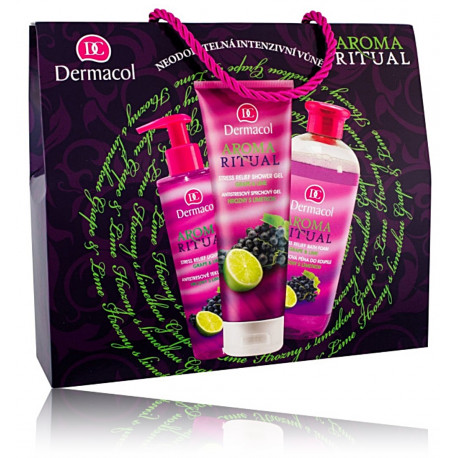 Dermacol Aroma Ritual Grape & Lime rinkinys (250 ml. dušo gelis + 500 ml. vonios putos + 250 ml. muilas)