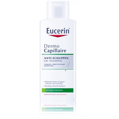 Eucerin DermoCapillaire oily dandruff gel šampūnas nuo pleiskanų 250 ml.