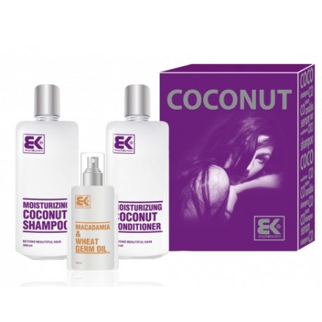 Brazil Keratin Moisturizing Coconut Set rinkinys labai sausiems plaukams (300 ml. šampūnas + 300 ml. kondicionierius + 100 ml. aliejus)