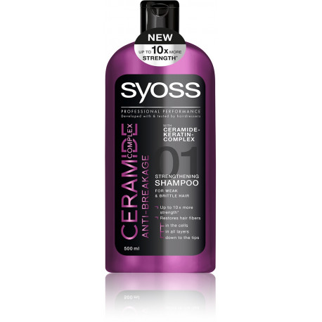 Syoss Ceramide Complex šampūnas silpniems, trapiems plaukams 500 ml.