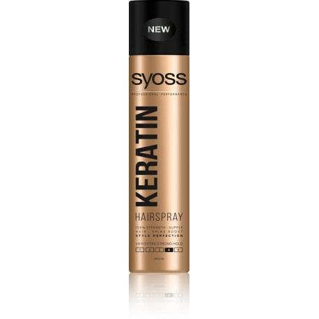 Syoss Keratin 4 itin stiprios fiksacijos plaukų lakas su keratinu 300 ml.