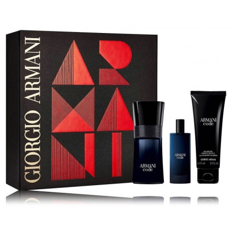 Giorgio Armani Code for Men rinkinys vyrams (50 ml. EDT + 15 ml. EDT + 50 ml. dušo gelis)