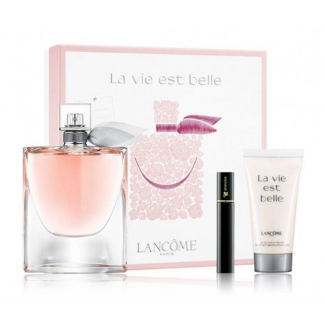 Lancome La Vie Est Belle rinkinys moterims (100 ml. EDP + 50 ml. kūno losjonas + 2 ml. blakstienų tušas)