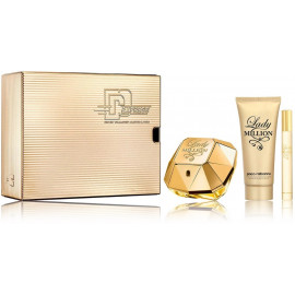 Paco Rabanne Lady Million rinkinys moterims (80 ml. EDP + 10 ml. EDP + 100 ml. kūno losjonas)