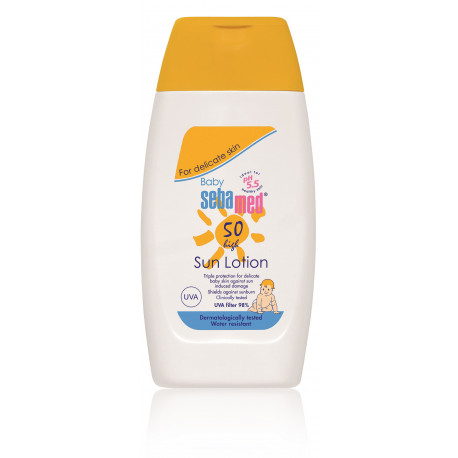 Sebamed Baby Sun Lotion SPF 50 apsauginis losjonas nuo saulės vaikams 200 ml.