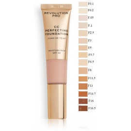 Makeup Revolution CC Cream Perfecting Foundation SPF30 makiažo pagrindas sausai/mišriai odai 26 ml.