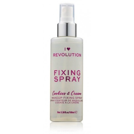 Makeup Revolution I Heart Revolution Fixing Spray Cookies & Cream makiažo fiksavimo priemonė 100 ml.