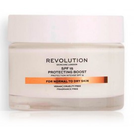 Makeup Revolution Protecting Boost dieninis drėkinamasis veido kremas su SPF15 50 ml.