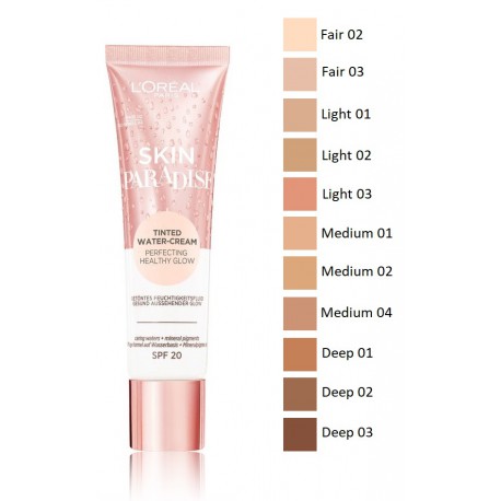 L'oreal Skin Paradise Tinted Water Cream SPF 20 veido kremas su atspalviu 30 ml.