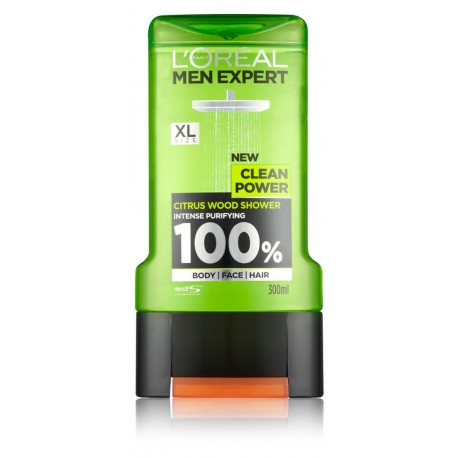 L'oreal Men Expert Clean Power dušo gelis vyrams 300 ml.