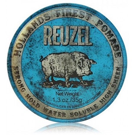 Reuzel Blue Strong Hold High Sheen Pomade formavimo pomada vyrams