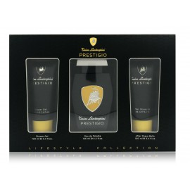 Lamborghini Prestigio rinkinys vyrams ( EDT 125 ml.+ 100 ml. dušo gelis + 100 ml. balzamas po skutimosi)